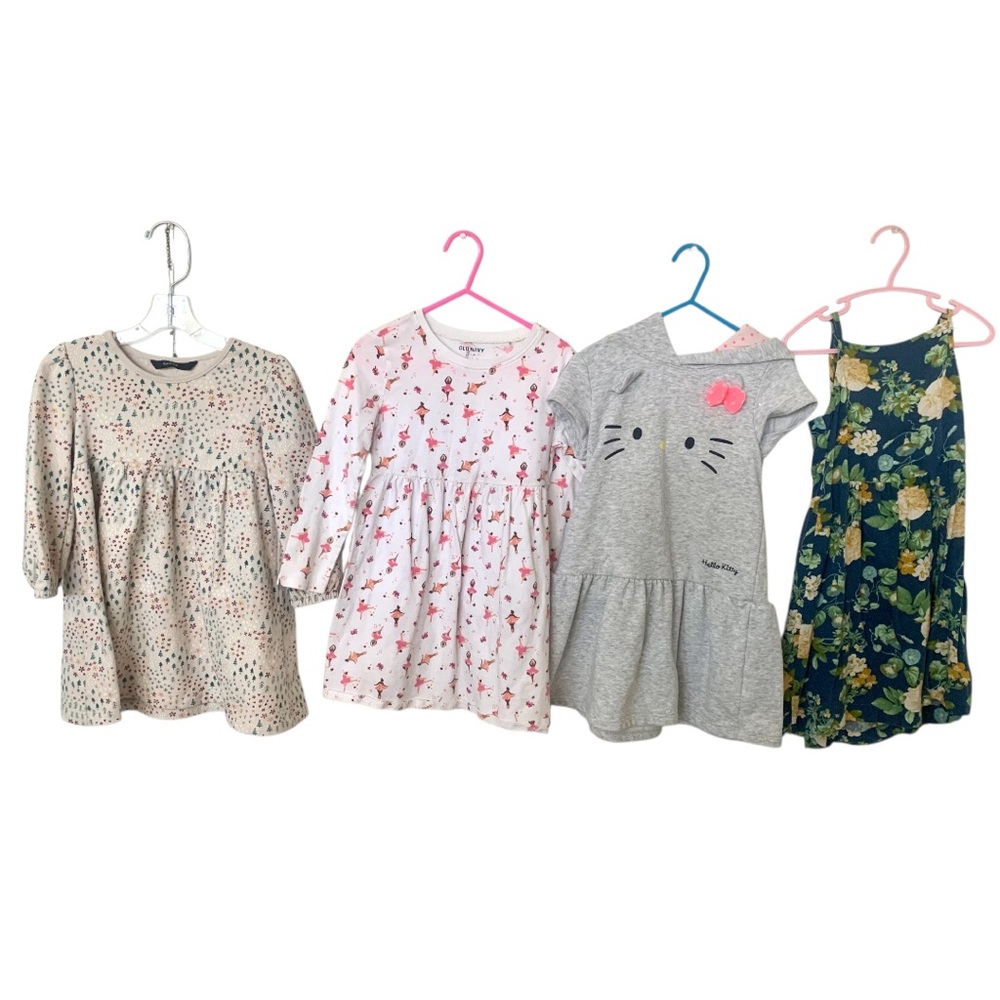 Girls age 3 set of four casual dresses - Old Navy,  Hello Kitty,  George